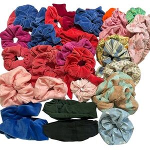 Handmade Scrunchies Lot 30+ Pieces (3lb+) Mixed Styles Velvet Cotton Ribbon XXL